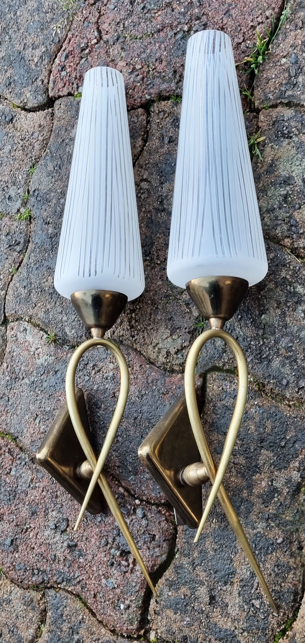 Pair of wall lamps, LUNEL edition, 1961, Paris, vintage 50s, 60s