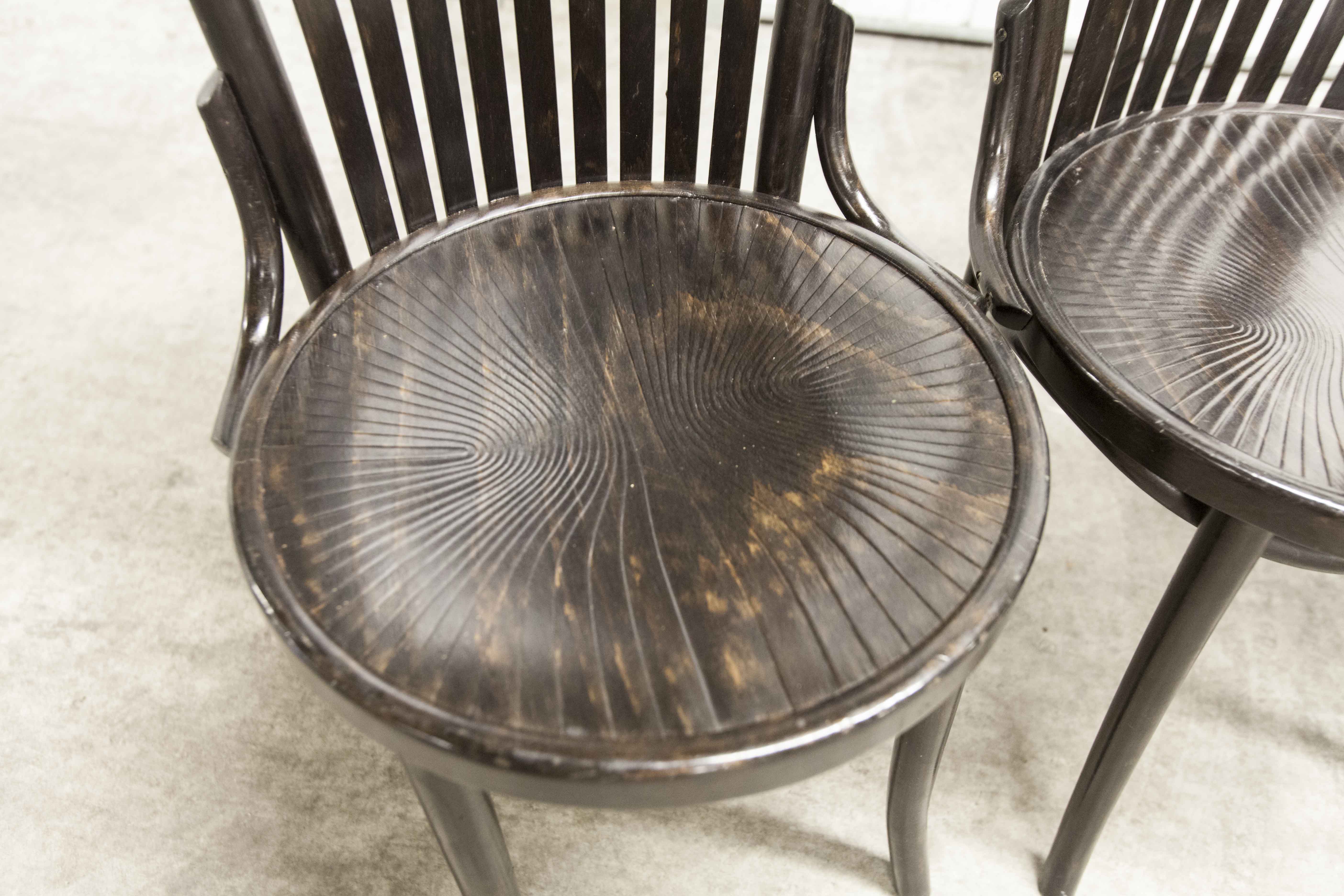 Set of 6 chairs Bistrot Baumann ref 22 curved wood