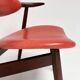 Red colored leather cowhorn chair, 1970s