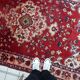 Antique handmade wool Malayer rug 4.9' x 8.6' circa 1920s - 1C1285