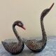 Pair brass swans