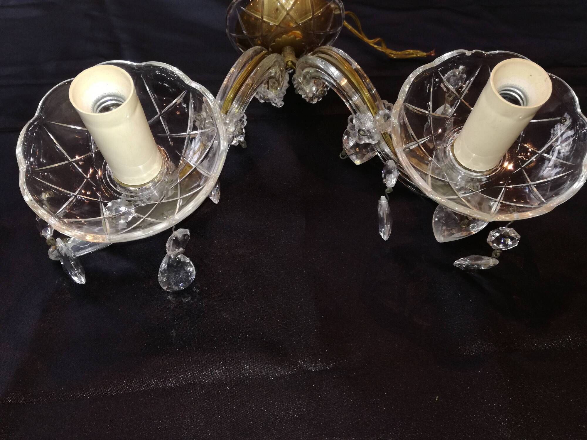 Two sconces 2 glass lights and crystal stamps
