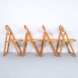 4 chaises pliantes vintage en bois d’OTK, années 1950