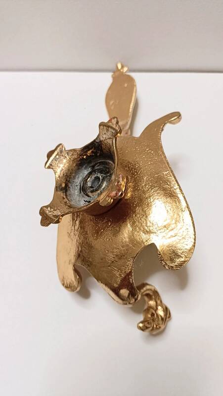 Peacock candle holder in gilded brass 1970