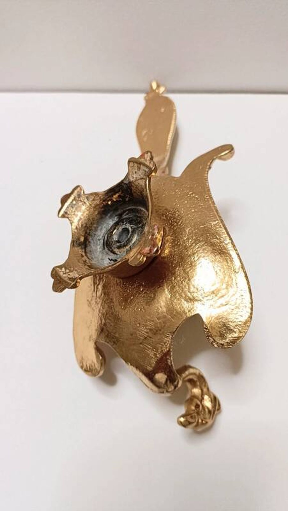 Peacock candle holder in gilded brass 1970
