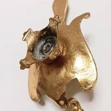 Peacock candle holder in gilded brass 1970