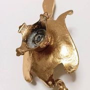 Peacock candle holder in gilded brass 1970