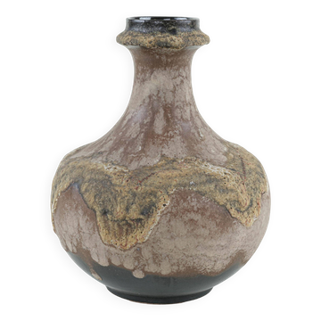 West German ceramic vase with fat lava glaze, 1970s