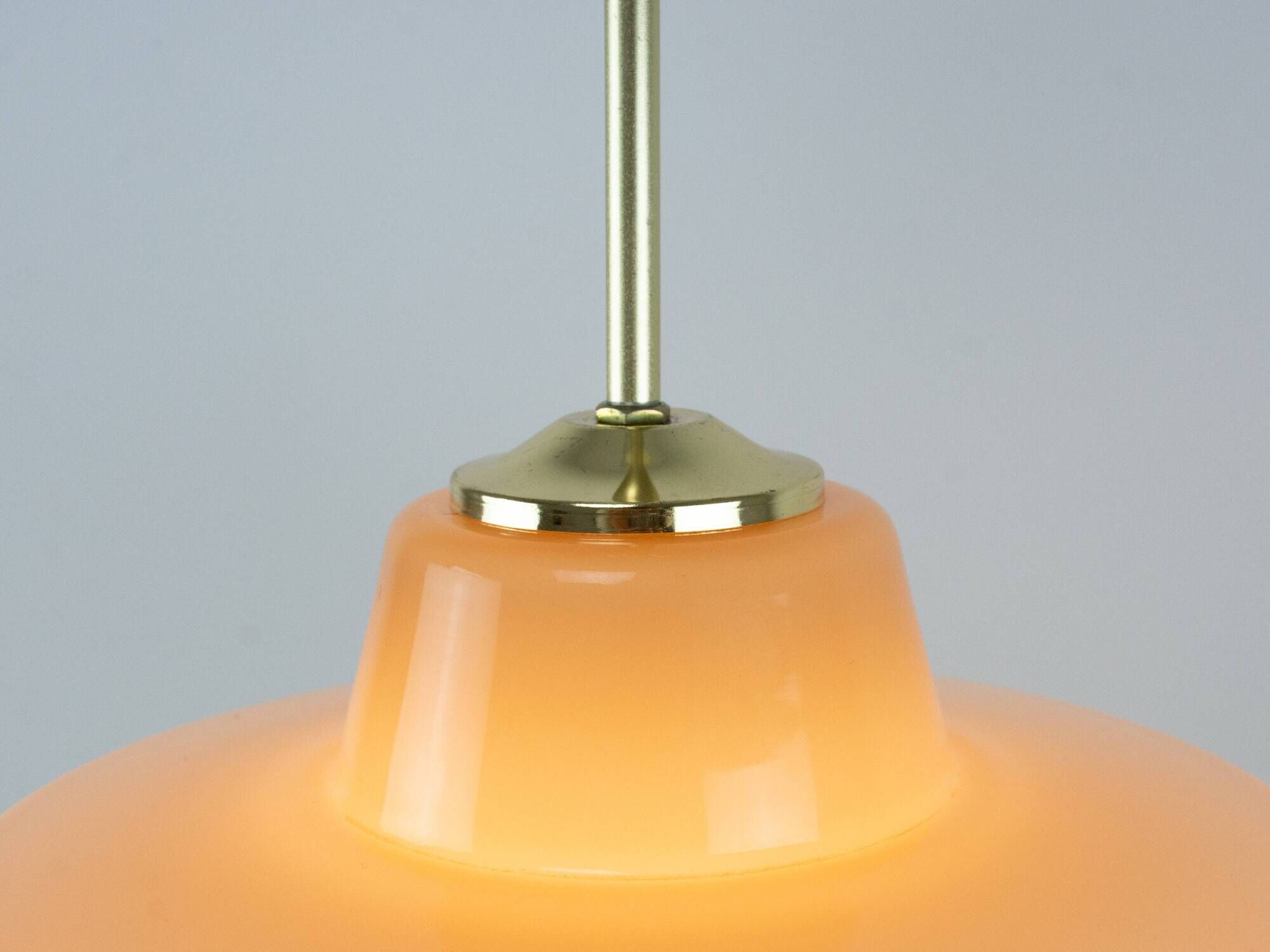 Vintage Mid-Century Modern Rose Glass Pendant Lamp