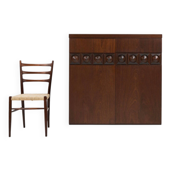 Cabinet de bar géométrique brutaliste, Belgique années 1970
