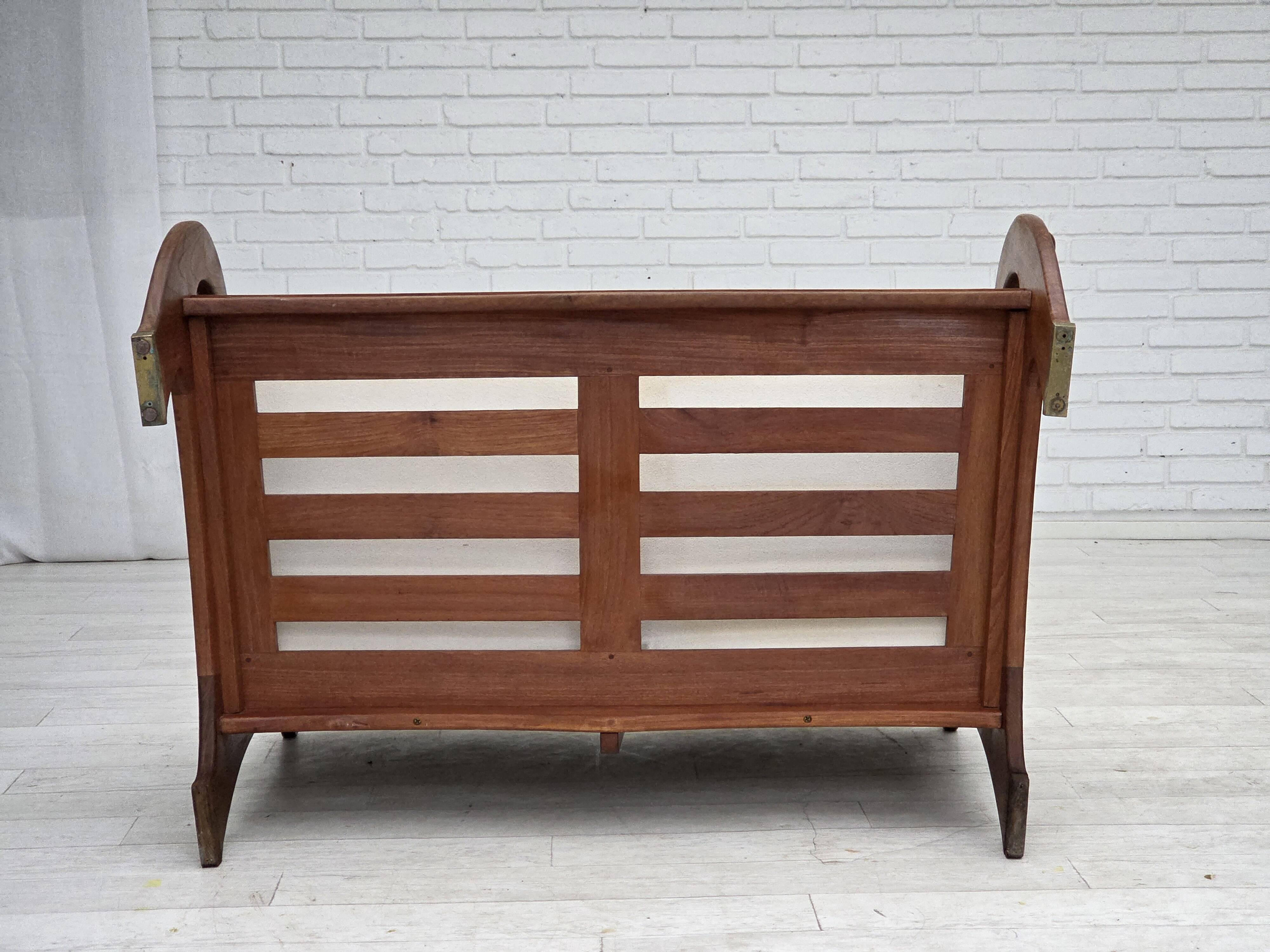 1970s, Danish 2-seater sofa by Klaus Wettergren, cotton fabric, teak wood.