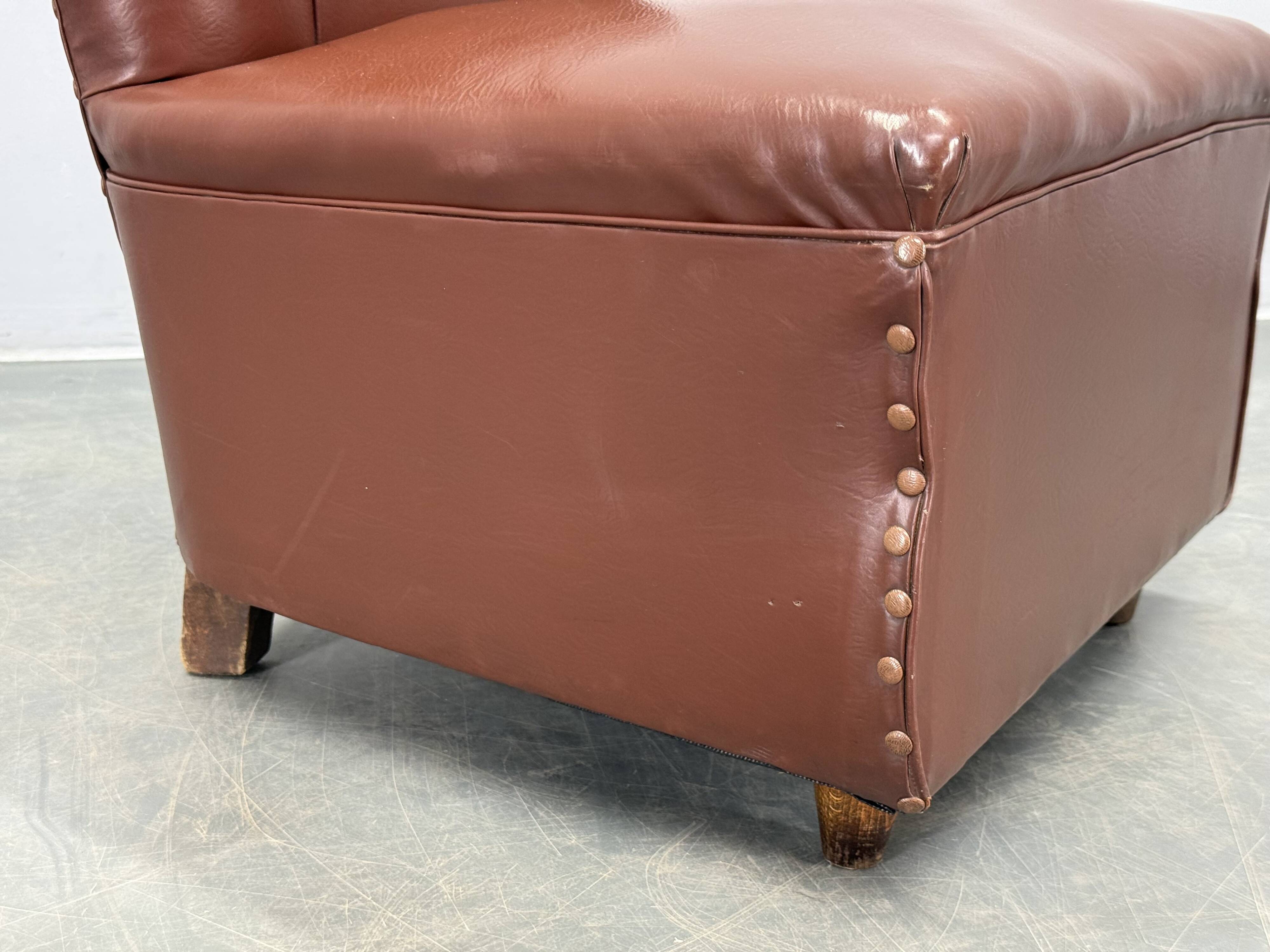 1950s Italian Mid Century Leatherette Lounge Chair