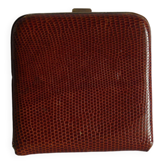 Poudrier cuir de python marron