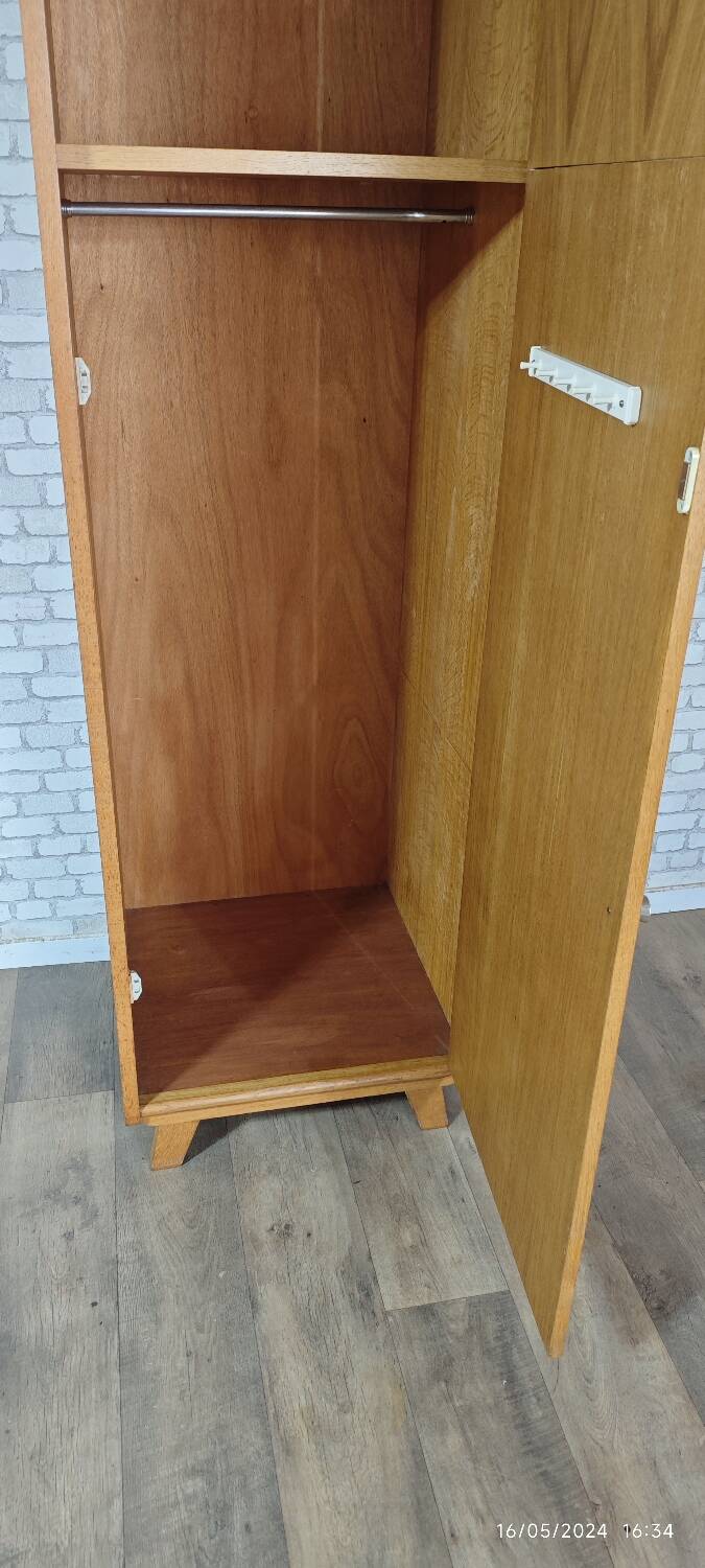 Vintage oak veneered wardrobe 1960