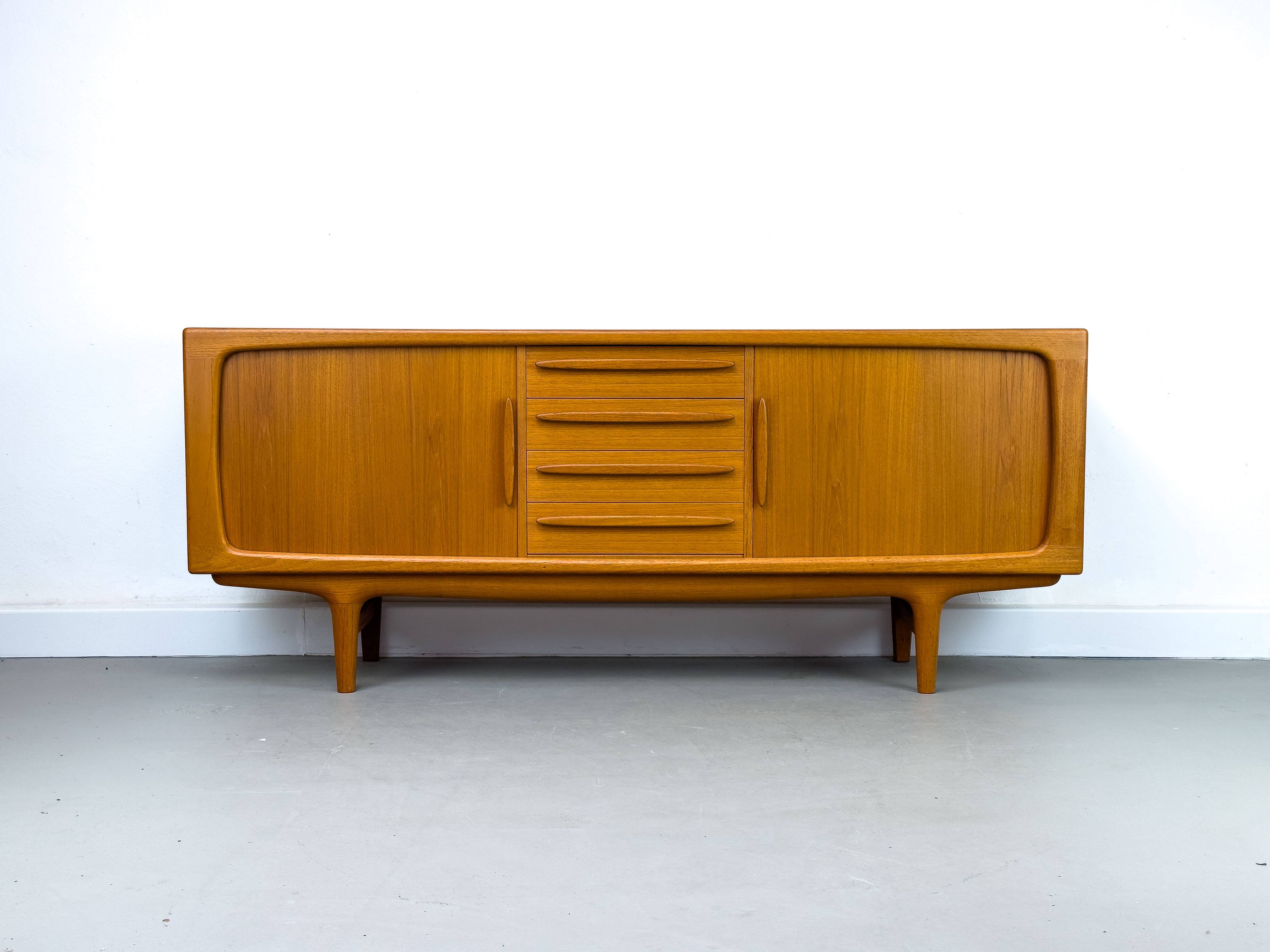 Danish Teak Sideboard with Tambour Doors from CFC Silkeborg, 1970s