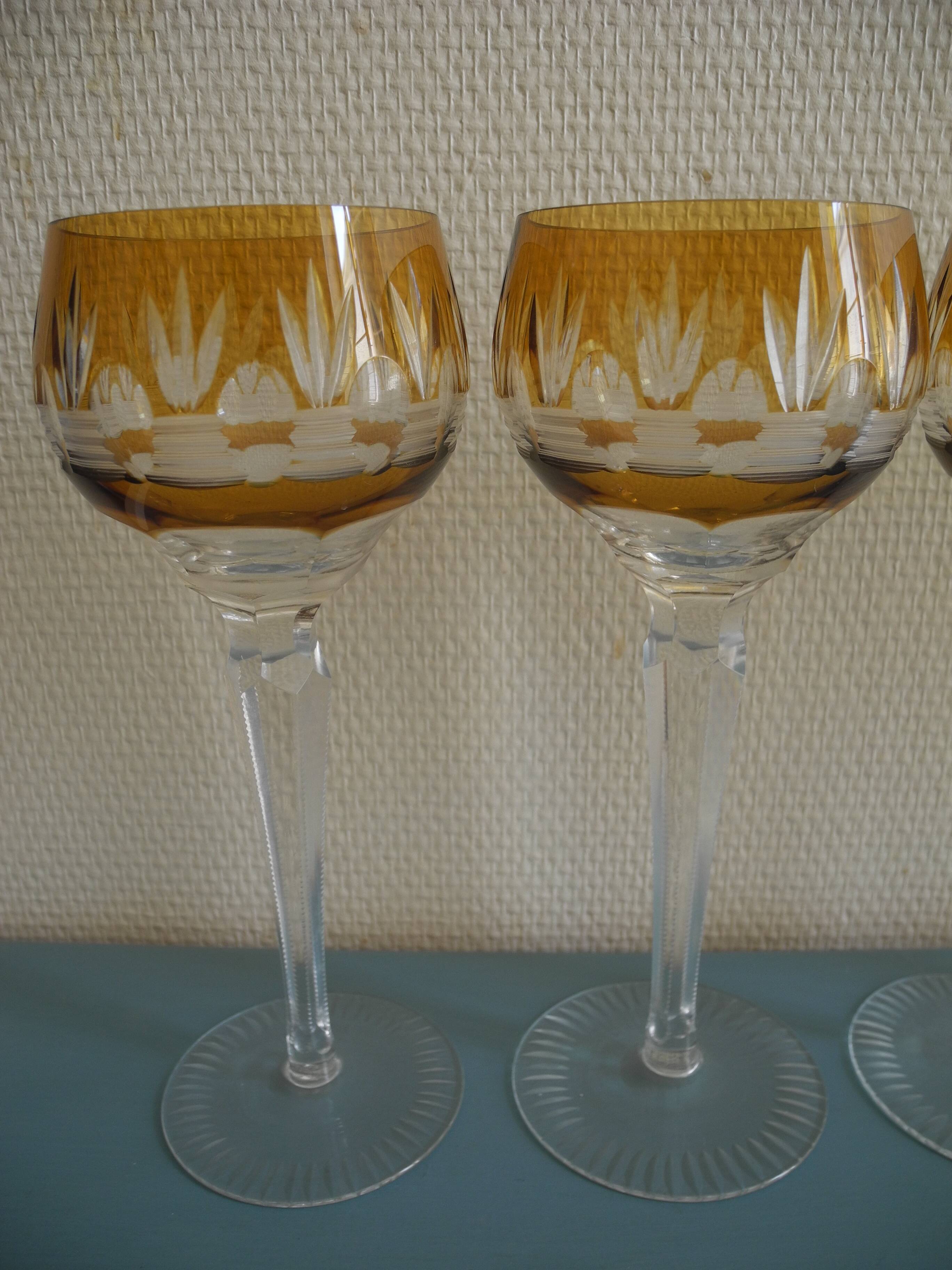 Set of 6 cut crystal wine glasses vintage crystal wine glasses