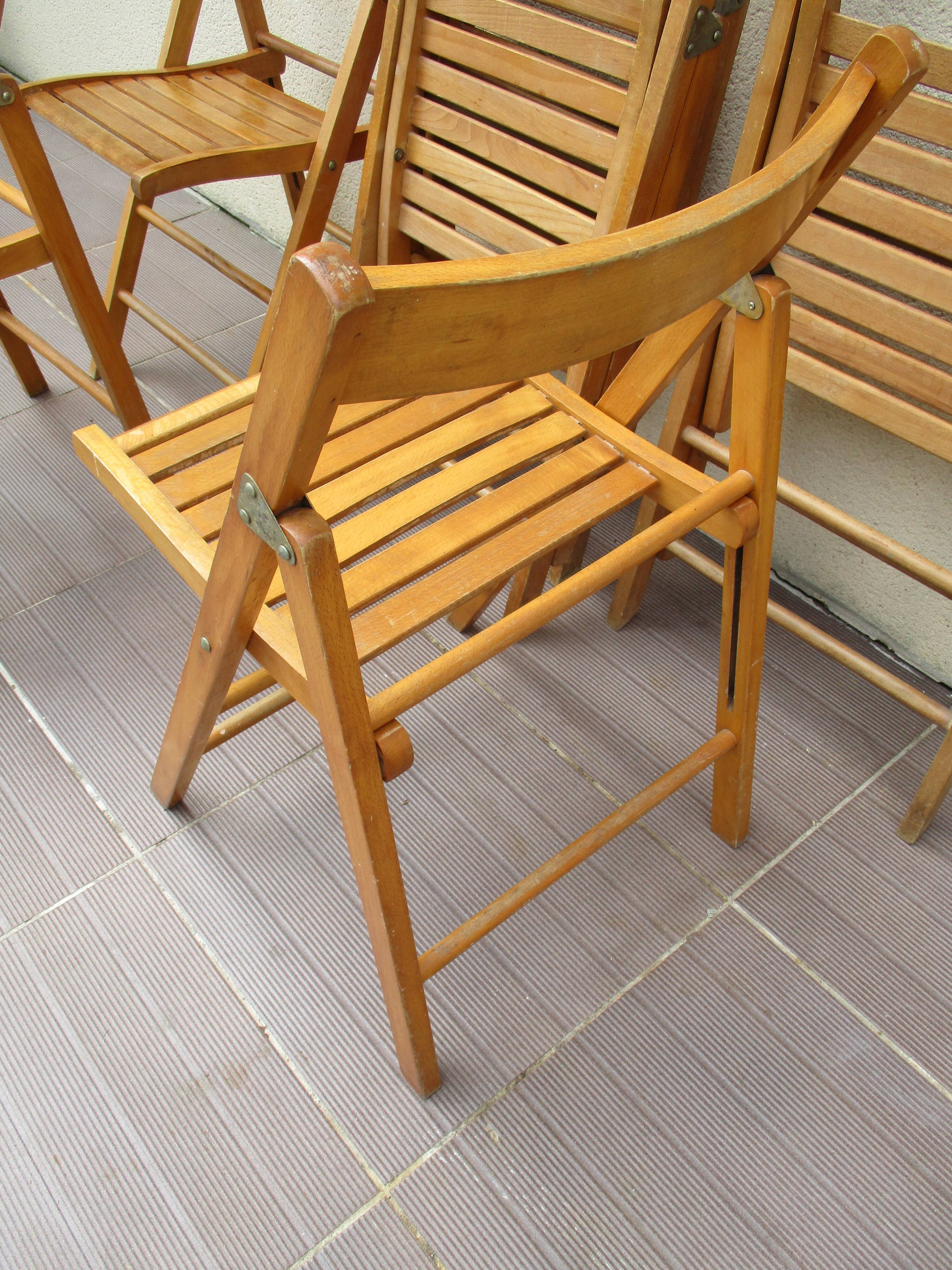 6 folding chairs wood vintage