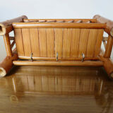 Wall mail rack in bamboo 60s 70s