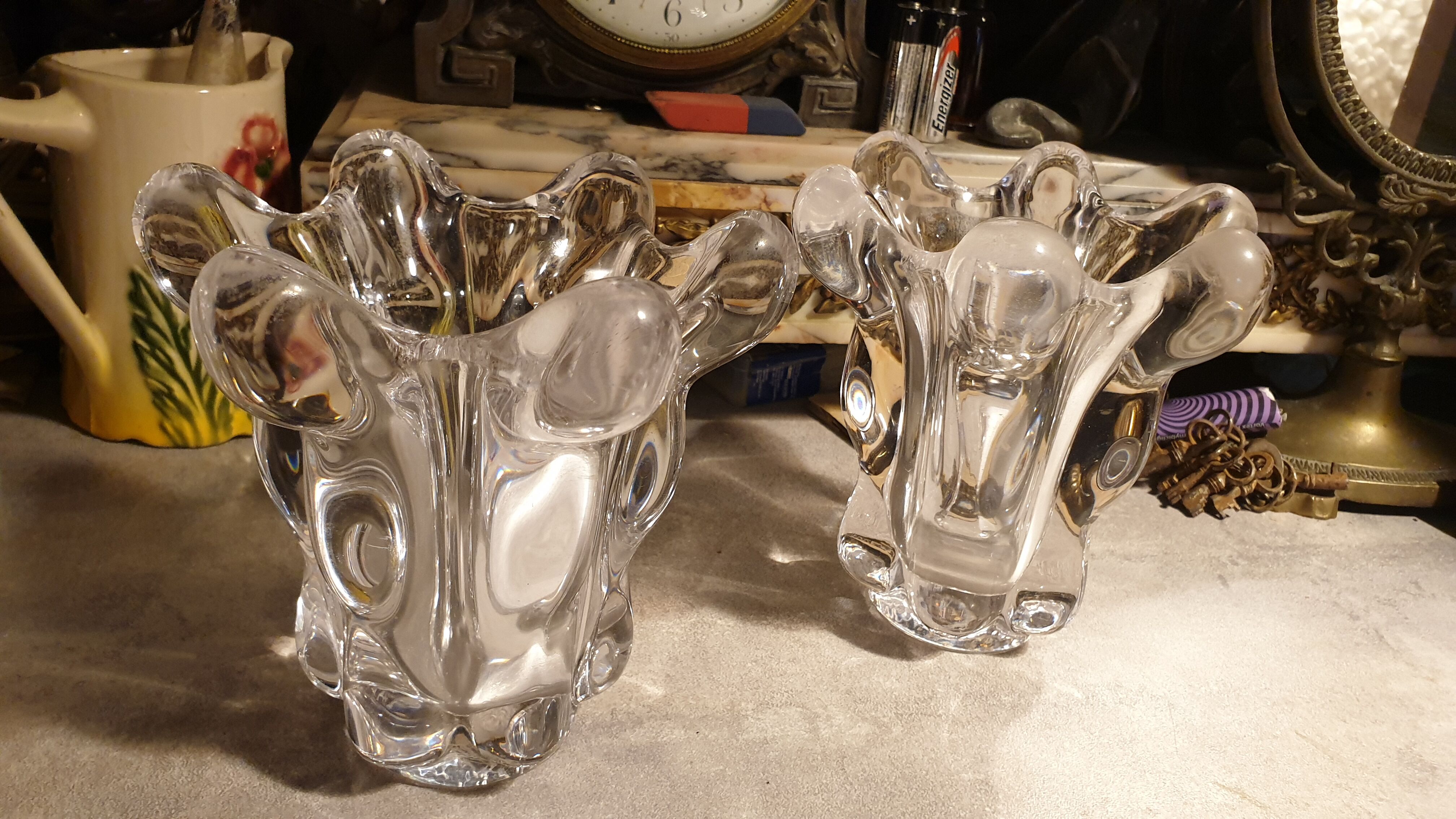 Pair of Vannes crystal vases