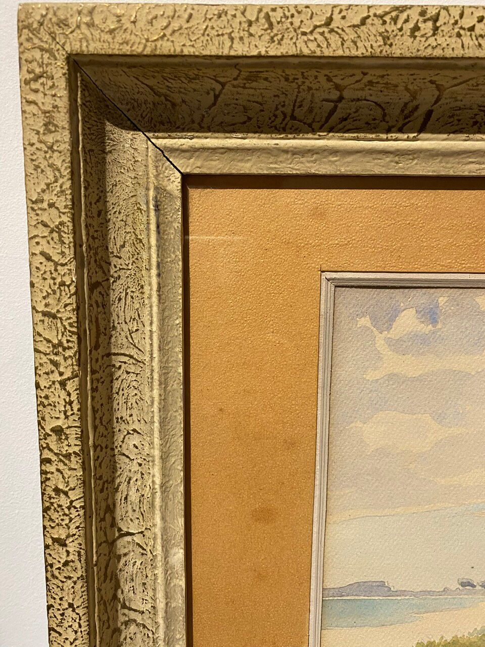 Old painting, landscape, signed Andrée Bouchard, 1950s