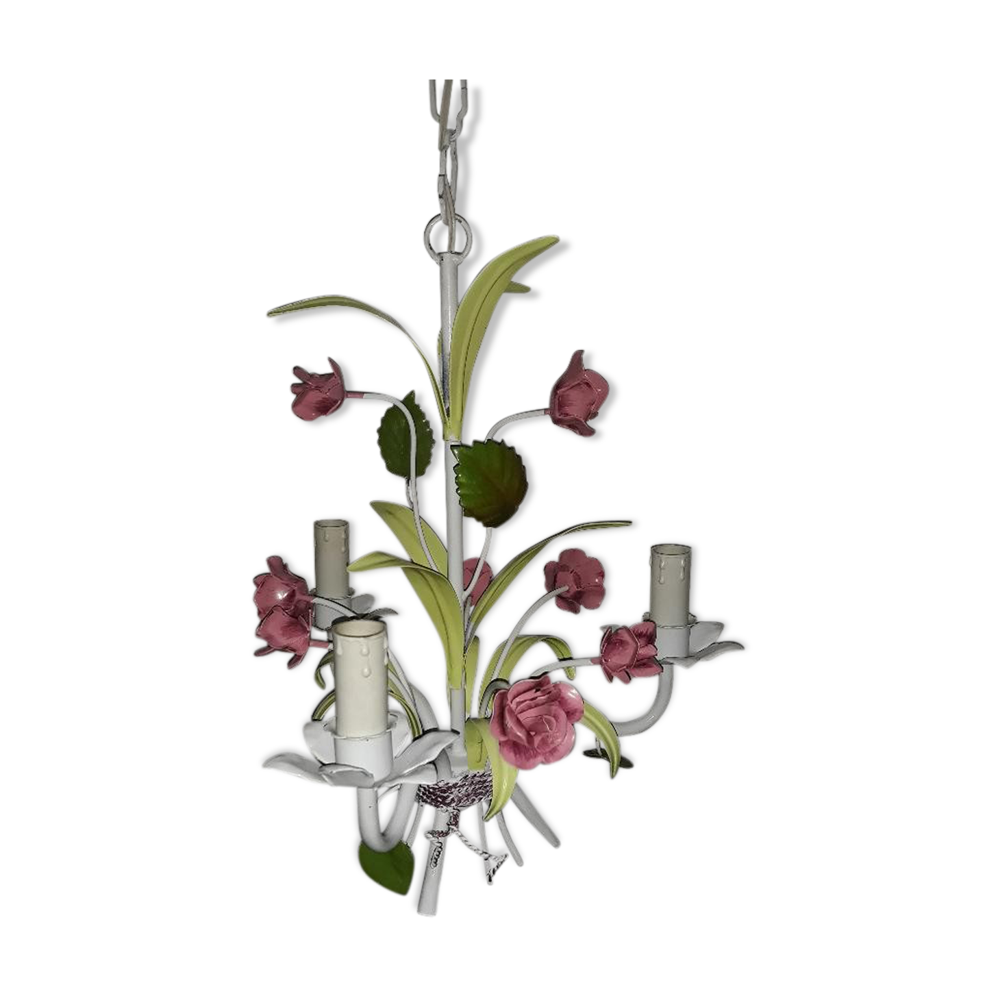 Old-tole-metal-white-painted-flowers-pink-romantic-vintage-3-fires