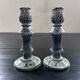 Pair of green ceramic candlesticks