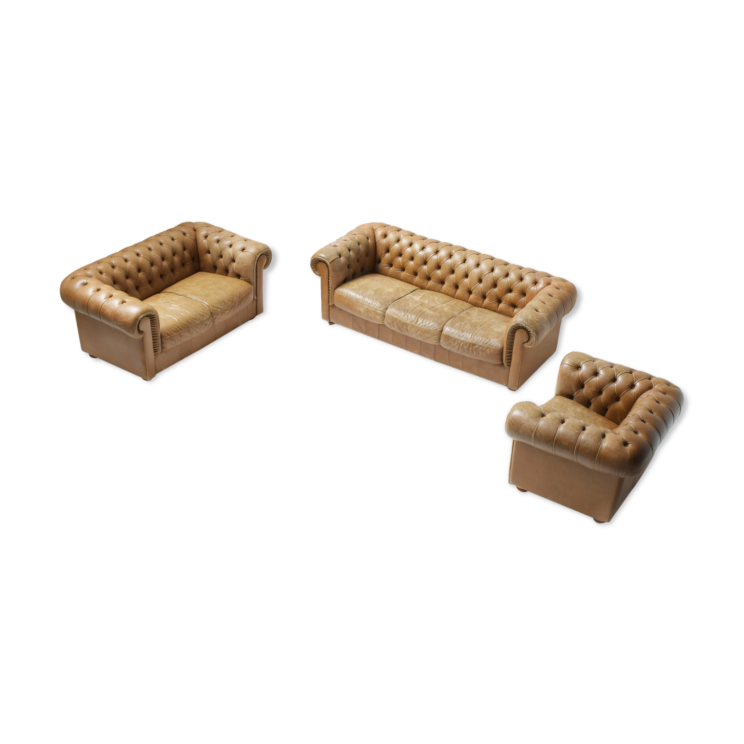 Vintage leather Chesterfield set 1991 by Natuzzi - Italy