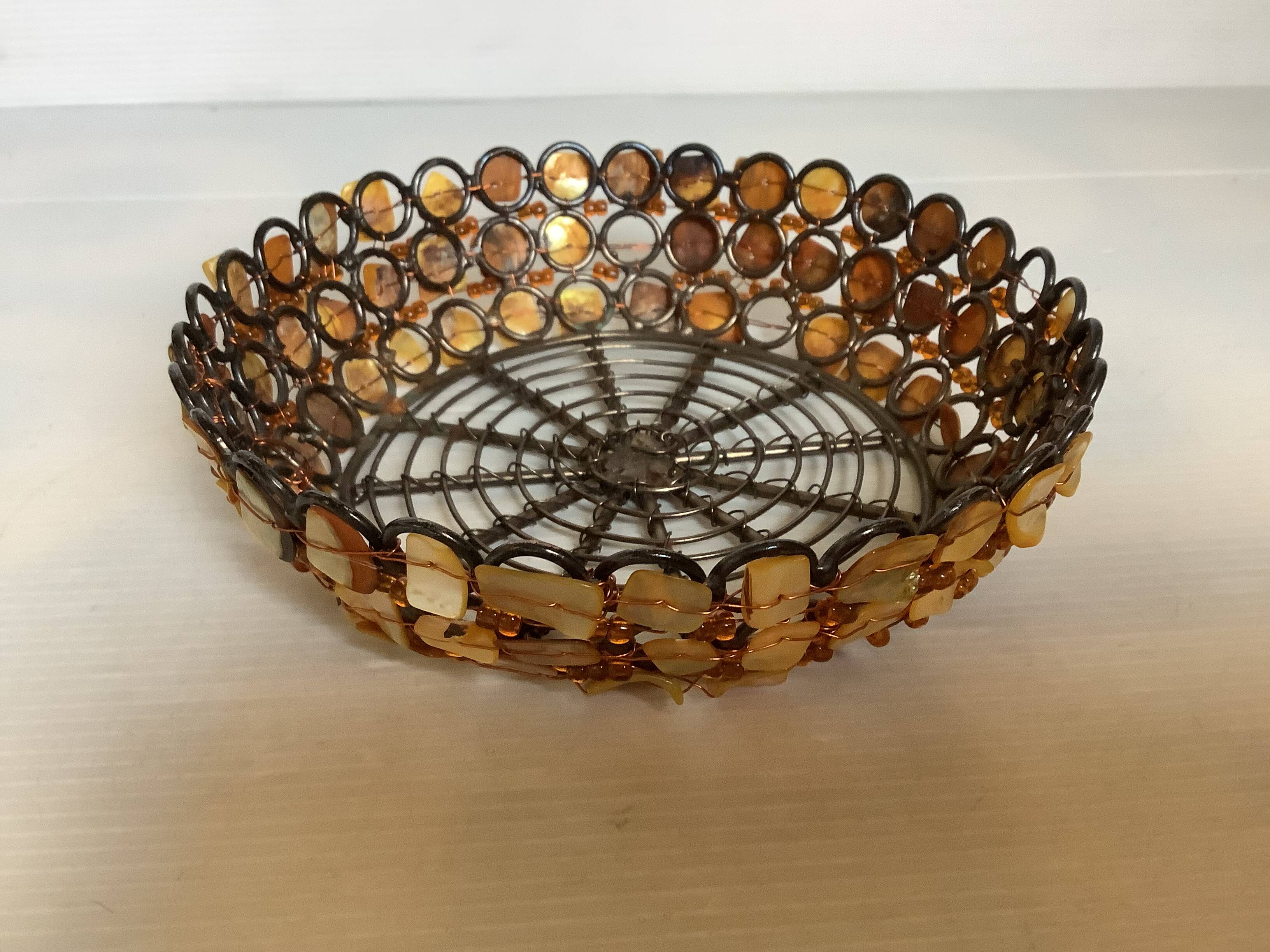 Nacre and metal catch-all bowl