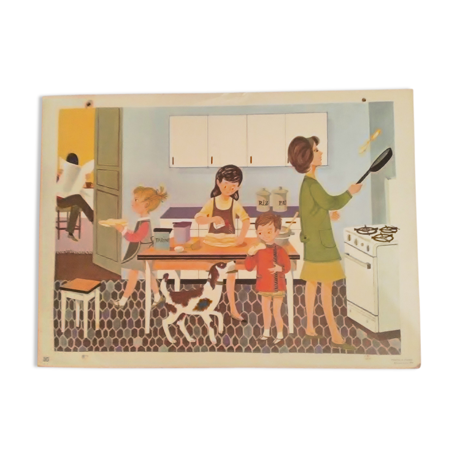 School poster old theme kitchen and doctor