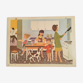 School poster old theme kitchen and doctor