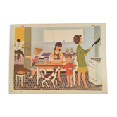 School poster old theme kitchen and doctor