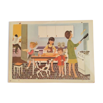 School poster old theme kitchen and doctor