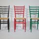B&B Italy Wicker Chairs Table Colorful Mid-Century Design 60s 70s, Set of 5
