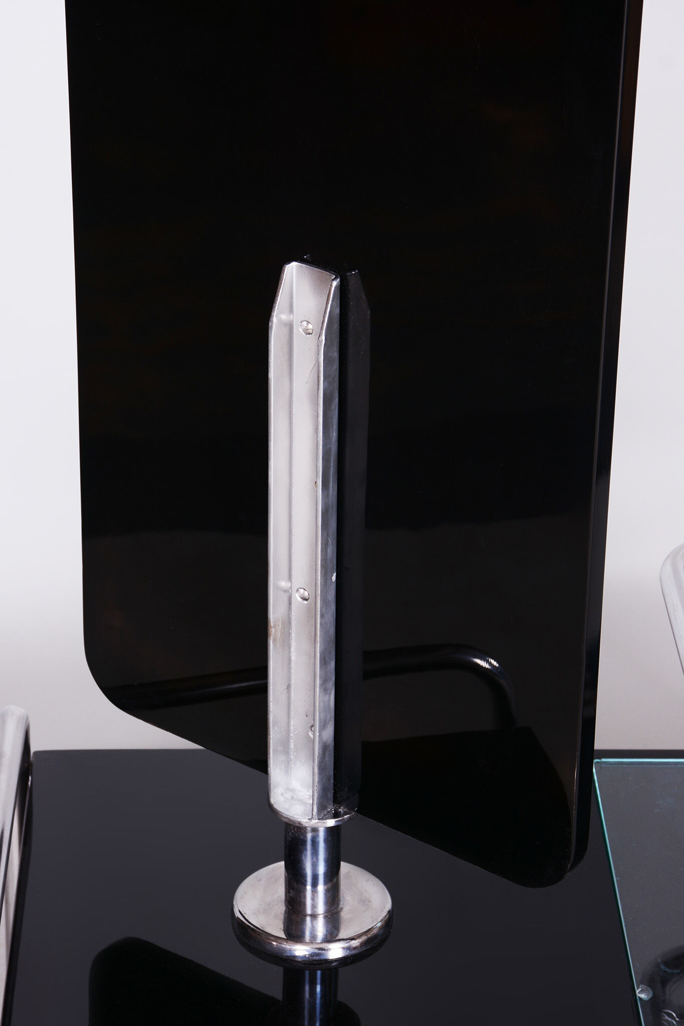 Restored black art deco dressing mirror 1930s, made by vichr a spol