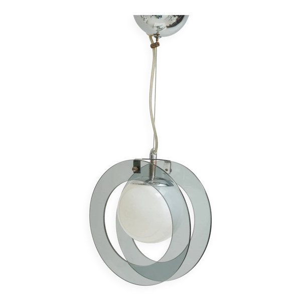 Suspension Space age en verre et opaline, 1970-1980 — Beyit