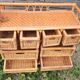 Ancienne Commode en Rotin / Osier Clair 10 Tiroirs