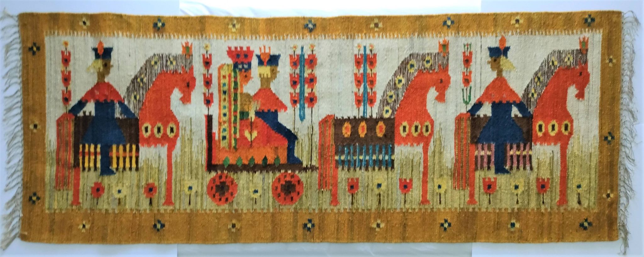 Tapisserie kilim fait main artisanat polonais années 70