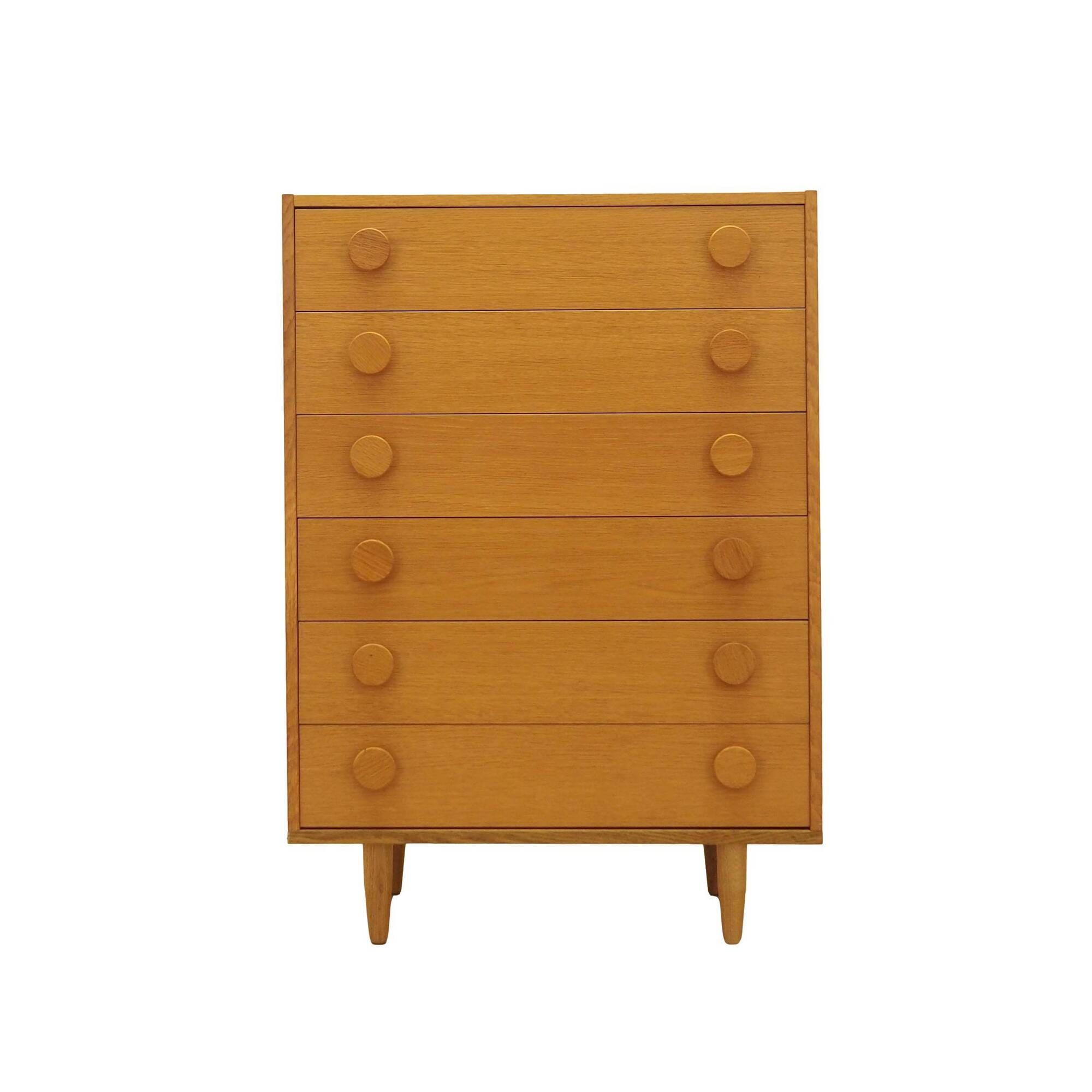 Ash veneer chest of drawers, Denmark, 1970s