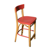 High bistro chair in natural and red wood