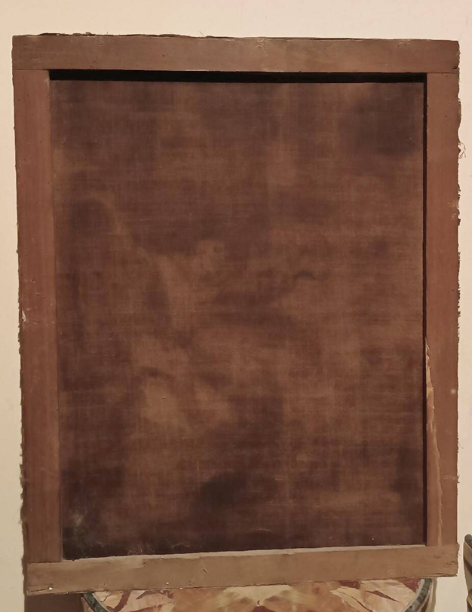 Old oil painting on canvas depicting Saint Francis in ecstasy
