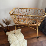 Berceau rotin vintage