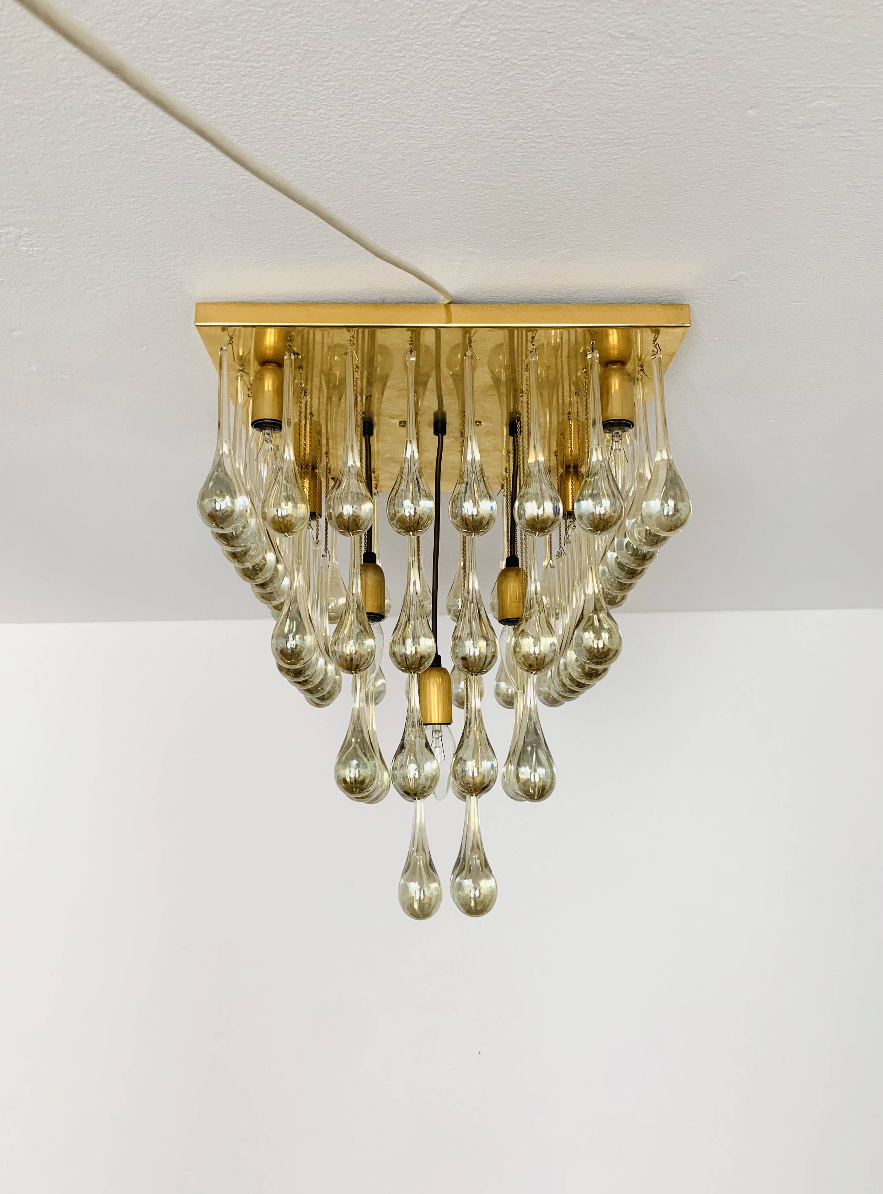 Glass Flush Chandelier by Ernest Palme