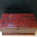 Large vintage chest old wooden trunk