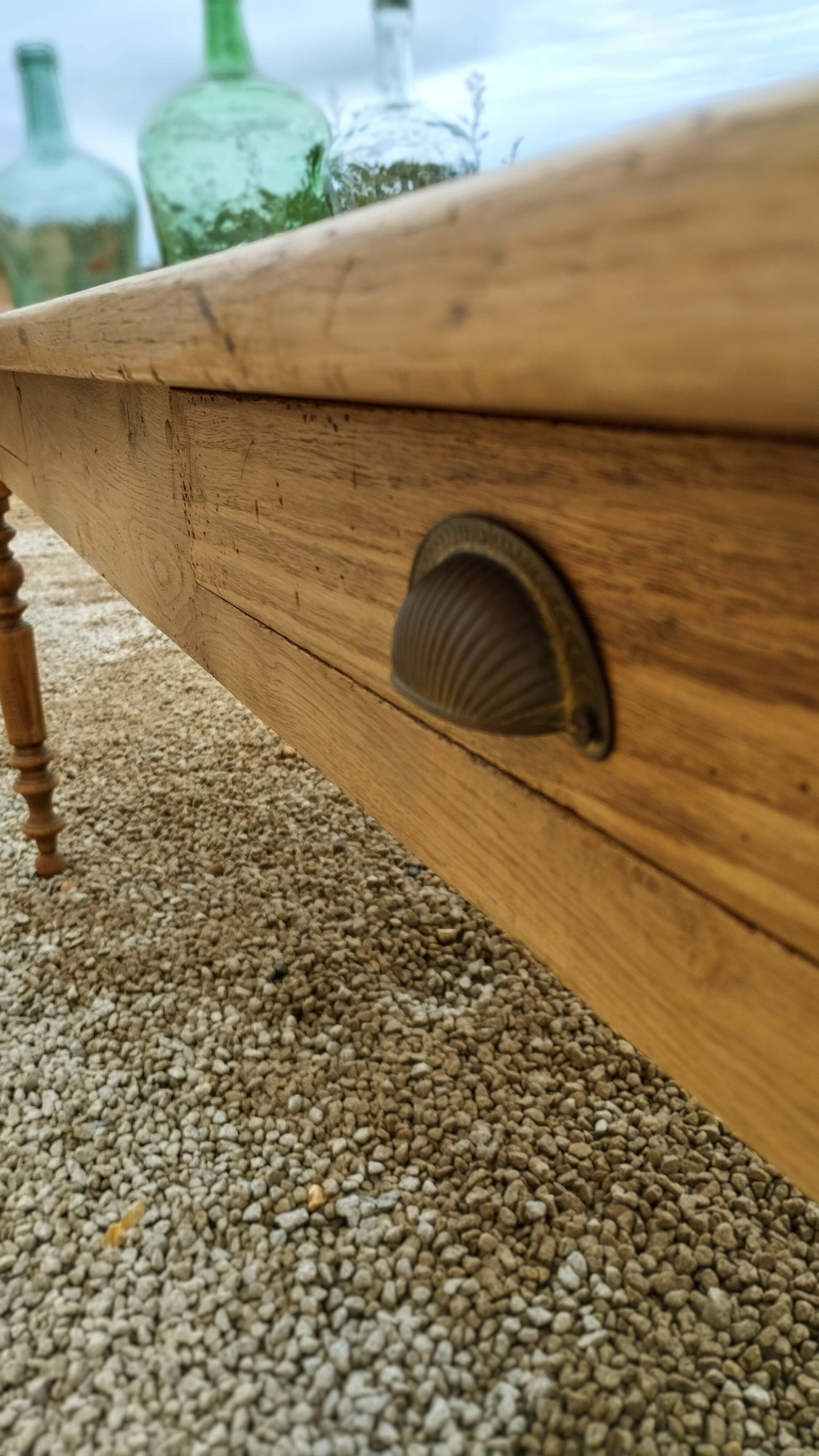 Elegant and refined 230 X 73 solid oak farmhouse table.