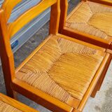 Set of 8 chairs in elm and straw by Maison Regain
