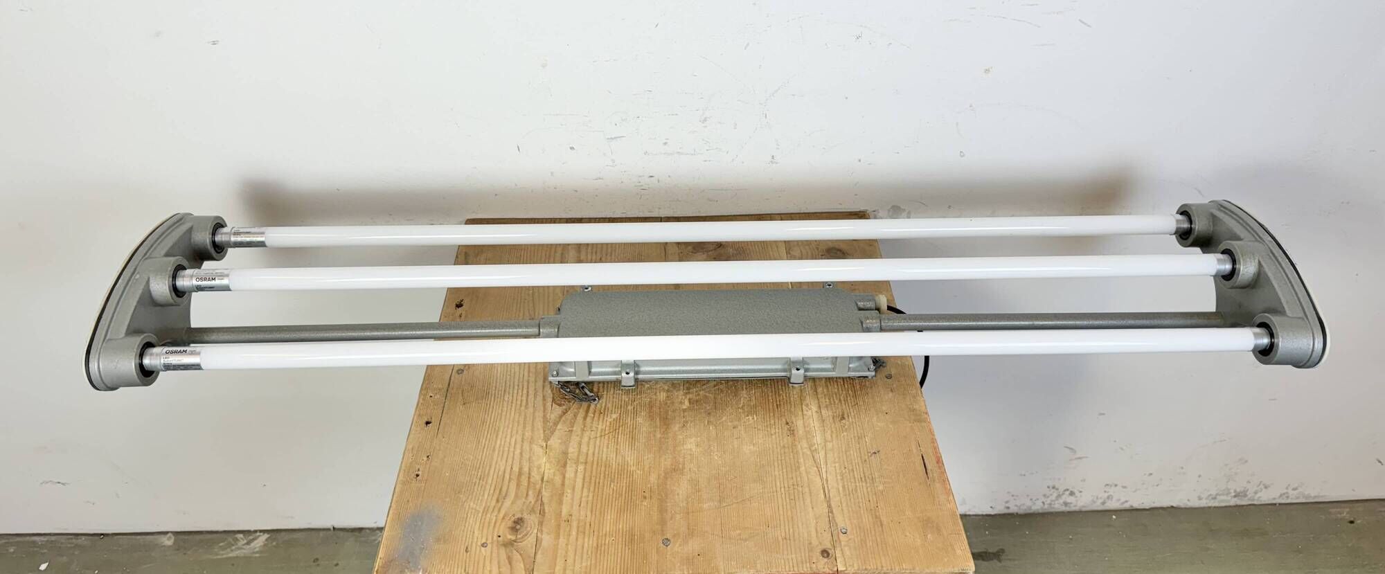 Grey Industrial Hanging Tube Light from Polam Gdansk, 1970s