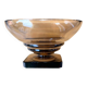 Art Deco footed bowl Daum Nancy, smoked glass, square base, signed