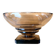 Art Deco footed bowl Daum Nancy, smoked glass, square base, signed