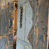 Blue patinated indian door with carved frame