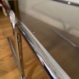 Vintage coffee table in chrome and smoked glass 70s
